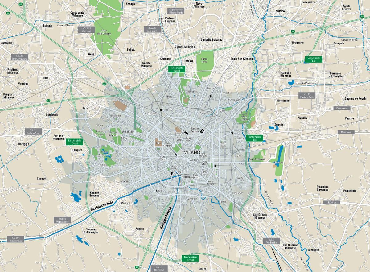 mapa Mediolanu kanałów 