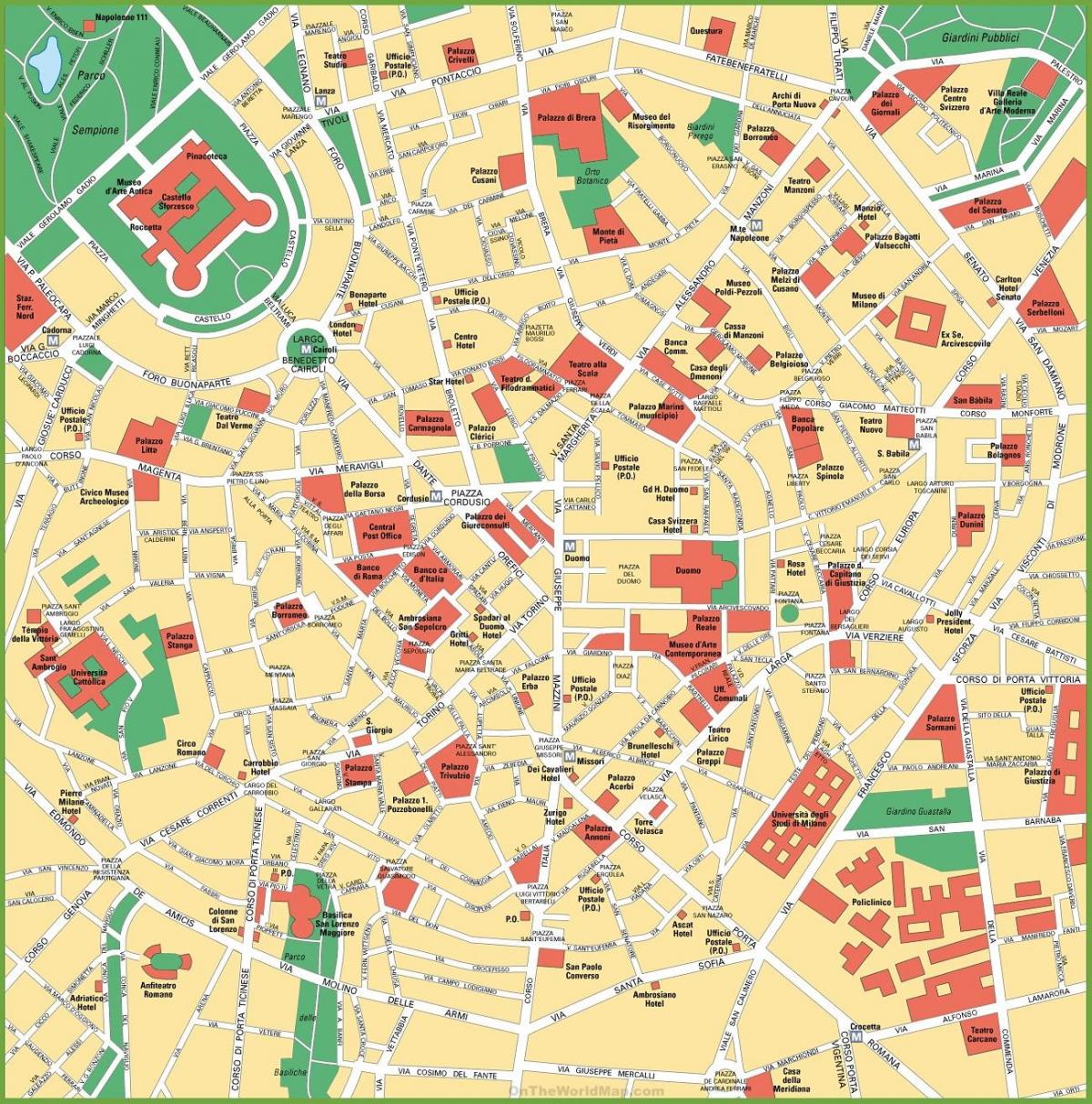 Mediolan plan miasta