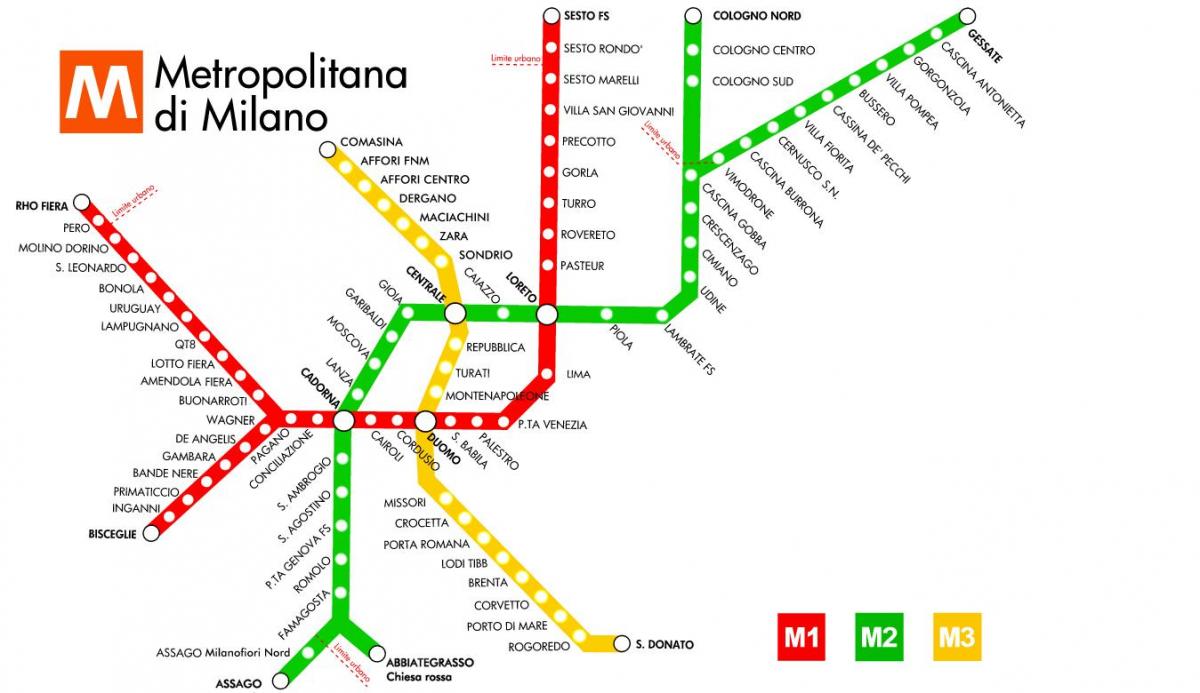 mapa metra w Mediolanie