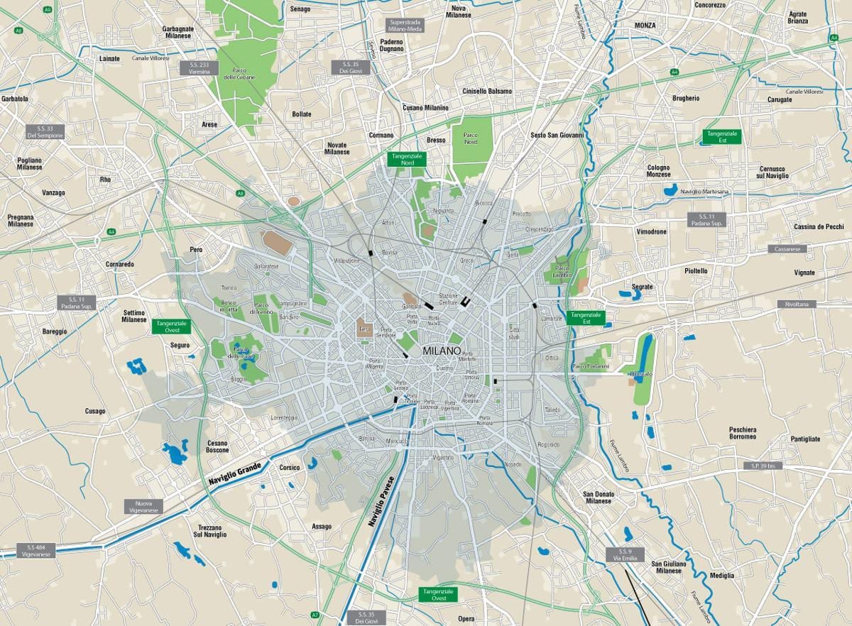 mapa Mediolanu kanałów