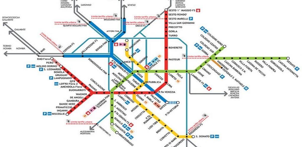 mapa metra w Mediolanie
