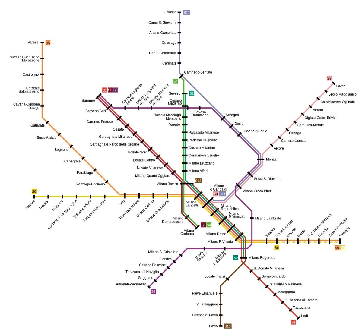 Milano pociągu na mapie