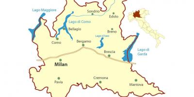 Mapa Mediolan, Lombardia