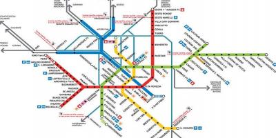Mapa metra w Mediolanie