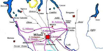 Mapa Mediolańskiej dzielnicy Navigli district