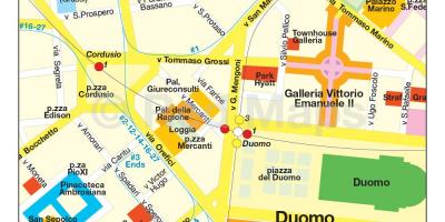 Mapa sklepów w Mediolanie ulica