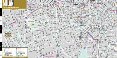 Mapa ulic w centrum miasta Mediolan 